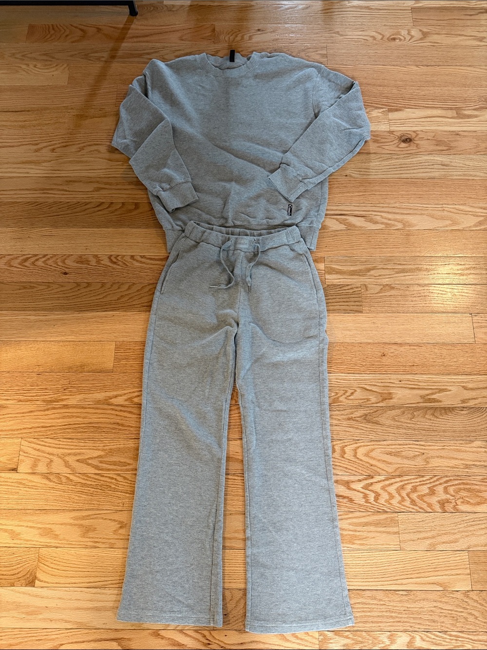 Comfrt Waffle Knit Gray Lounge Set- Size M